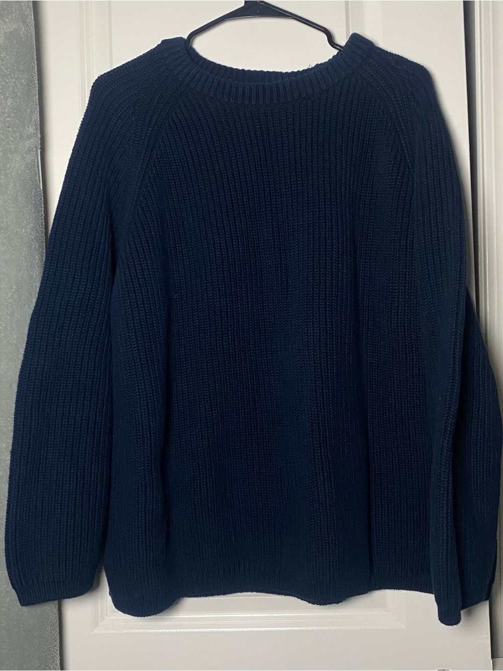 Quince Women’s Dark Navy Ribbed Crewneck Sweater Chunky fisherman fall size 3x